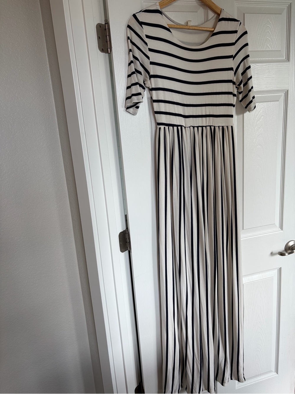 Pinkblush Cream and Black Striped Maxi Dress